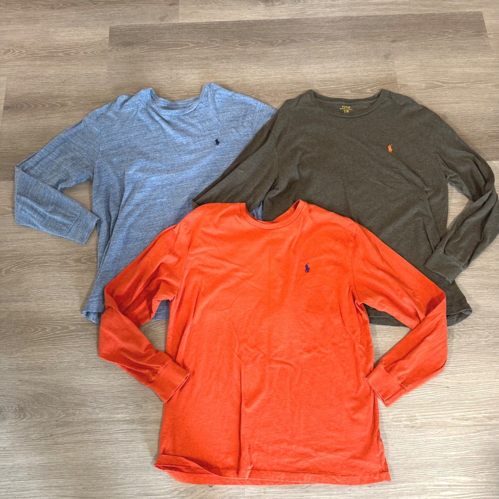 Polo Ralph Lauren Long Sleeve T-Shirt Mens L Multicolor Lot of 3 Cotton Crewneck